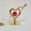 Сувенир Два сердца со стрелой, золото 24К с кристаллом Swarovski