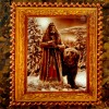 Картина на кедровой плитке 12 см. *Велес с медведем* для здоровья, для интерьера и для подарка