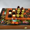 Игровой набор Цветочный - 3 игры в 1 шахматы, шашки, нарды в доске 50 см.